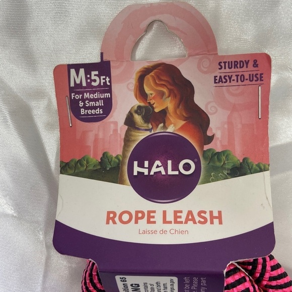 HALO Dog Black/Hot Pink 5FT Braided Rope Leash For Medium & Small Breeds NEW - Picture 5 of 12